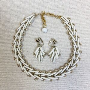 Vintage gold and white choker and earring set